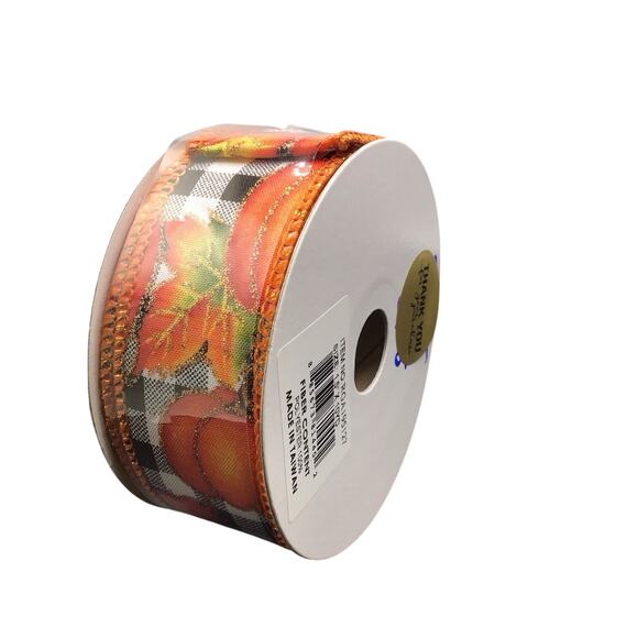 Fall Ribbon Lot 6 Rolls Wired Edge Pumpkins Plaid Gnomes Animal Print Autumn - Picture 9 of 12